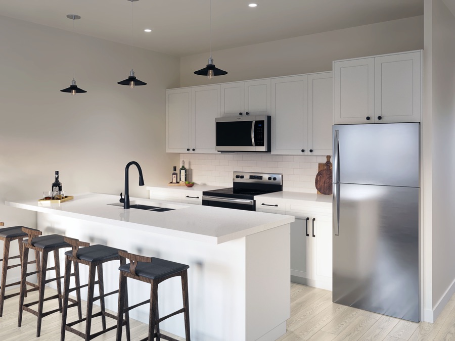 Kitchen with island seating for four